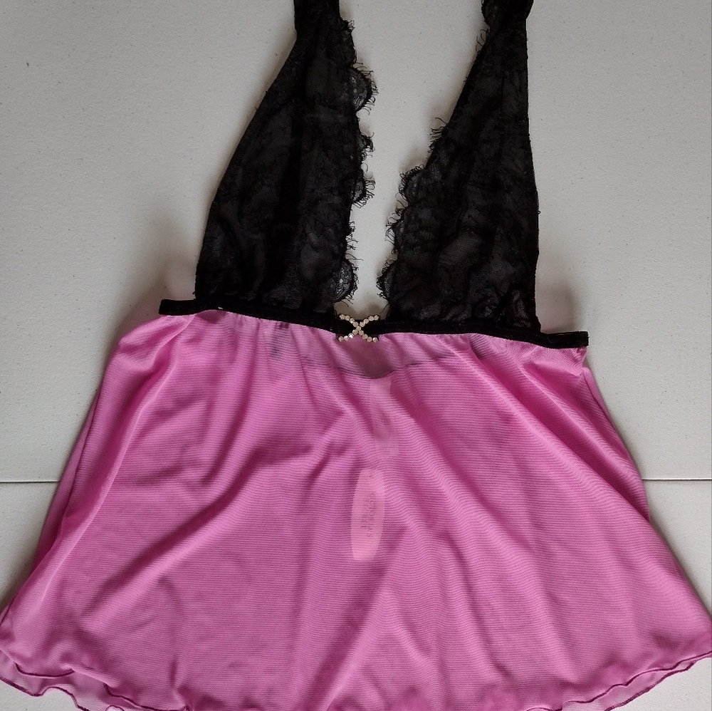 Victoria's Secret Pink and Black Chemise Size Medium